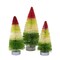 Bethany Lowe 6.0 Inch The Jolly Side Of Christmas Trees Christmas Decorative Tree Set , Christmas Decor Stripe Wooden Base